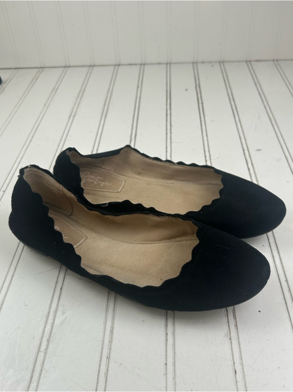 Crown Vintage Classic Black Suede Work Office Flats Women’s Size 8.5 - Picture 9 of 9